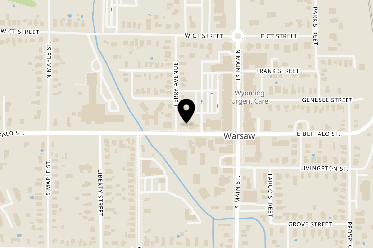 Map showing the location of The Coffee Outpost Warsaw on 93 W Buffalo St in Warsaw